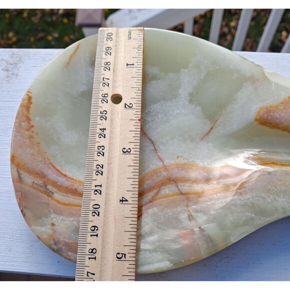 Green Onyx Spoon Rest, Natural Stone Utensil Holder, Farmhouse Kitchen Decor - Picture 9 of 12